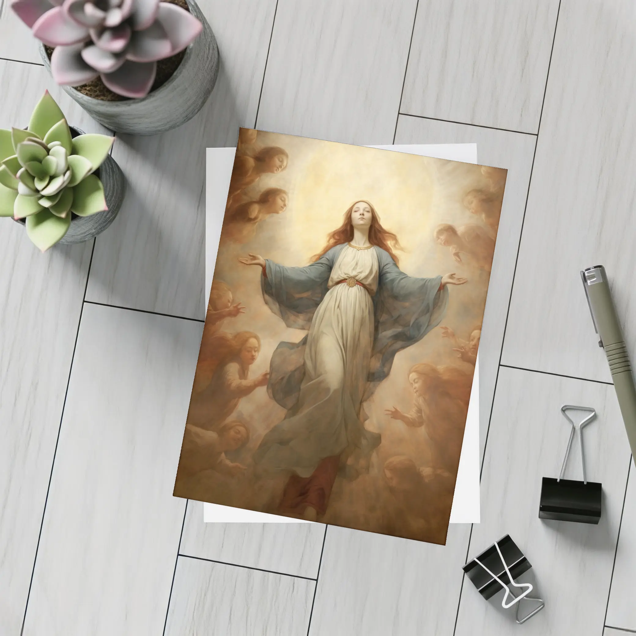 Virgin Mary Ascending Angels Religious Renaissance Art – Postcards