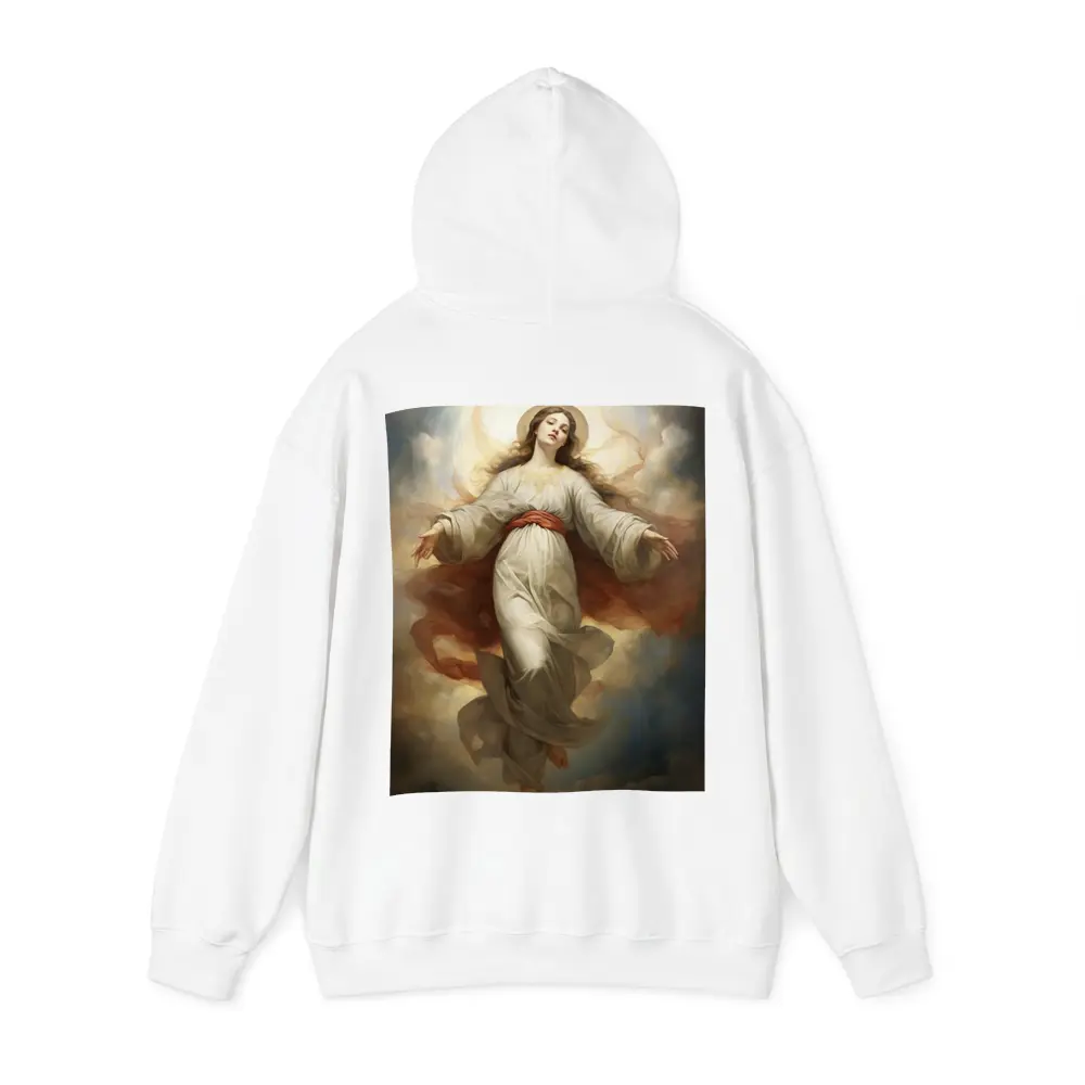 Virgin Mary Ascending Through Heavenly Clouds Art – Hoodies