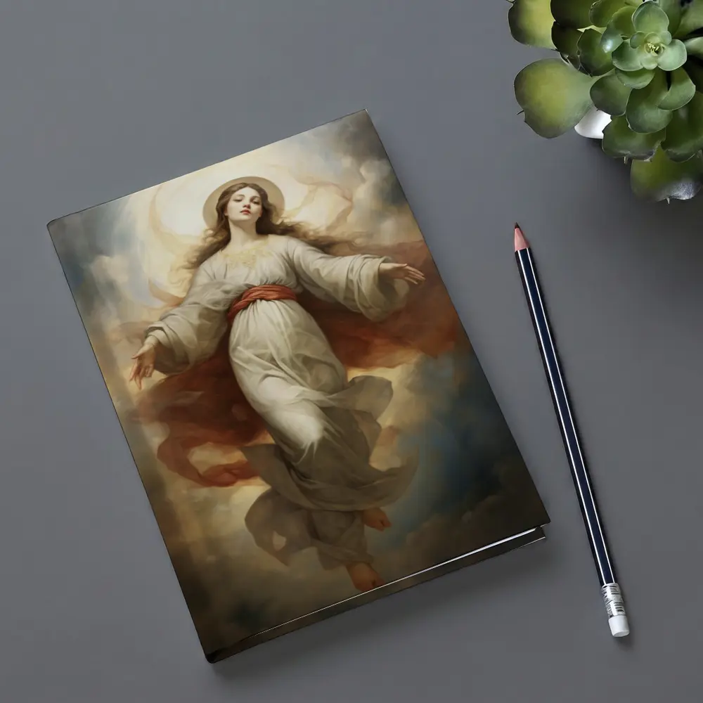 Virgin Mary Ascending Through Heavenly Clouds Art – Notebooks