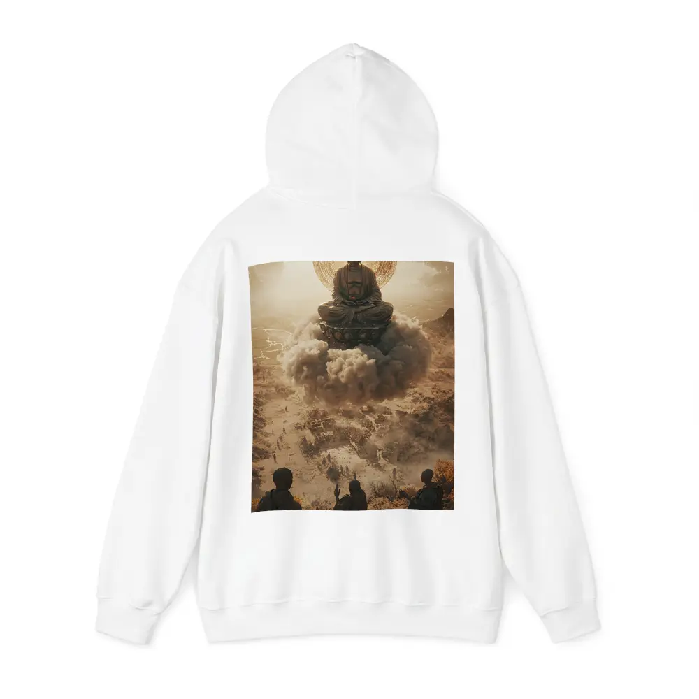 Giant Buddha Meditating Above Dusty Ancient Ruins – Hoodies