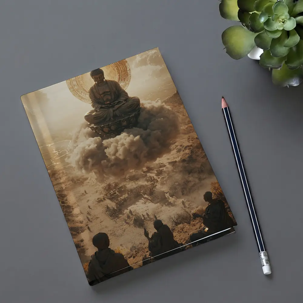 Giant Buddha Meditating Above Dusty Ancient Ruins – Notebooks