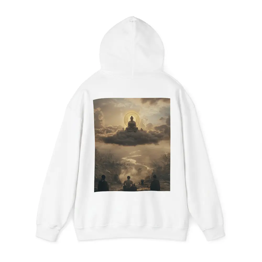 Buddha Meditating Above Clouds Worshippers Below – Hoodies