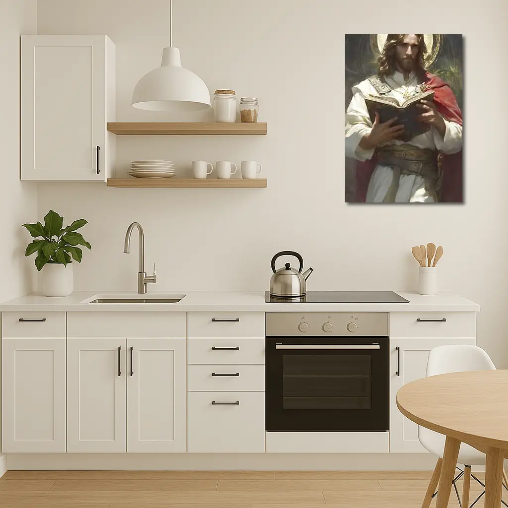 Jesus Christ Reading Holy Bible Painting Art – Wall Art