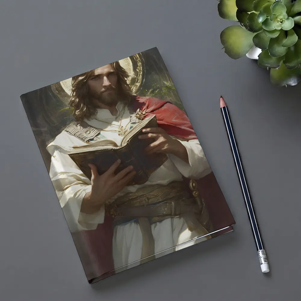 Jesus Christ Reading Holy Bible Painting Art – Notebooks