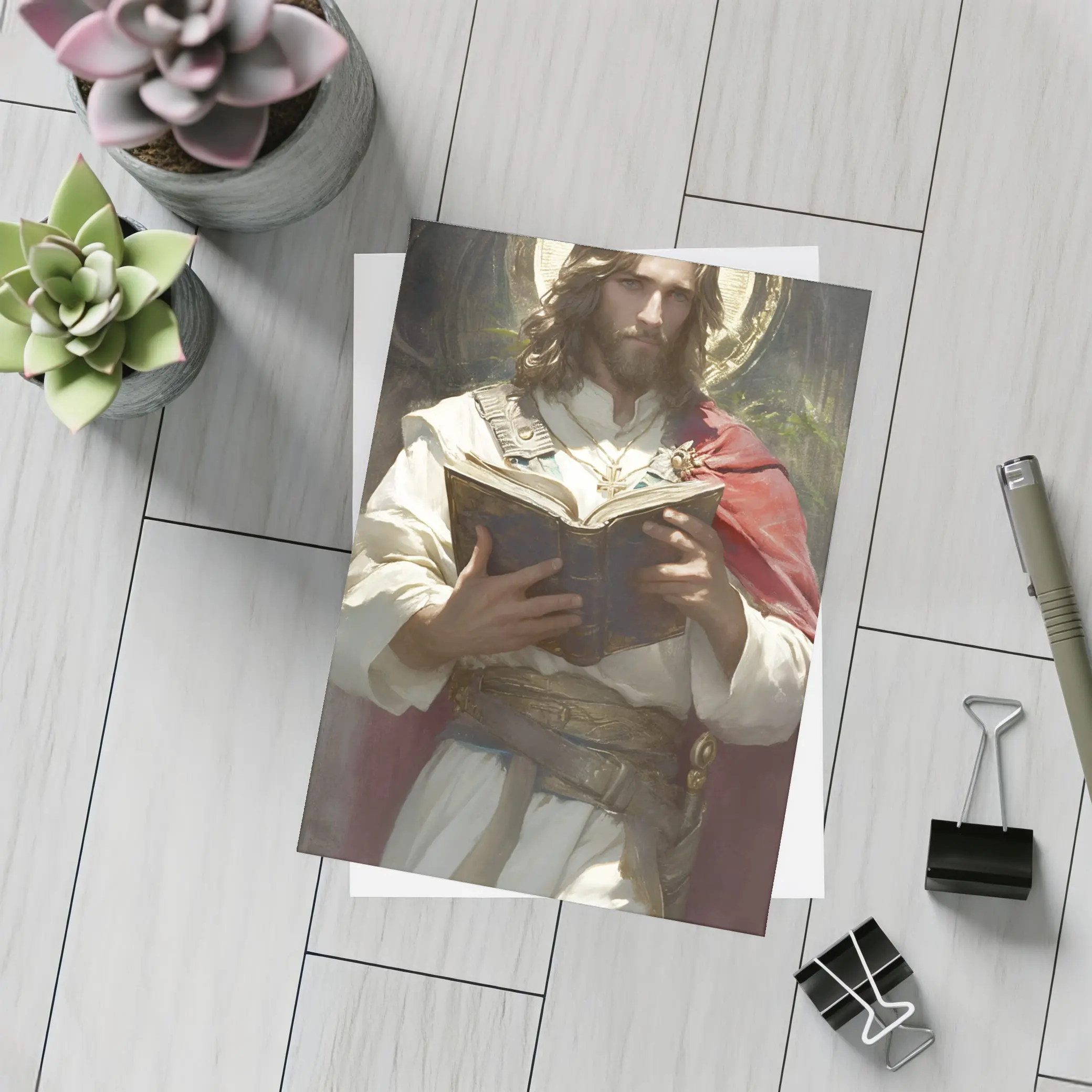 Jesus Christ Reading Holy Bible Painting Art – Postcards