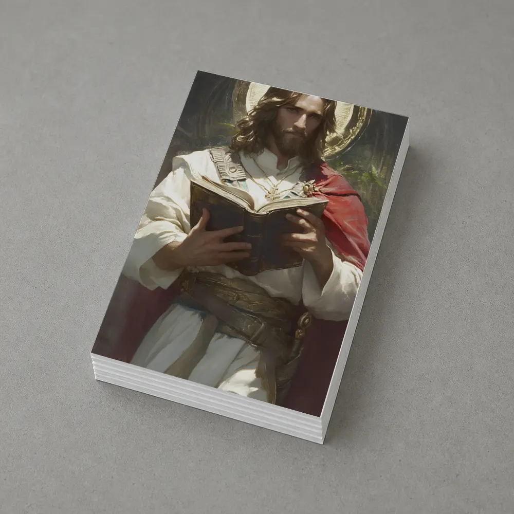 Jesus Christ Reading Holy Bible Painting Art – Postcards