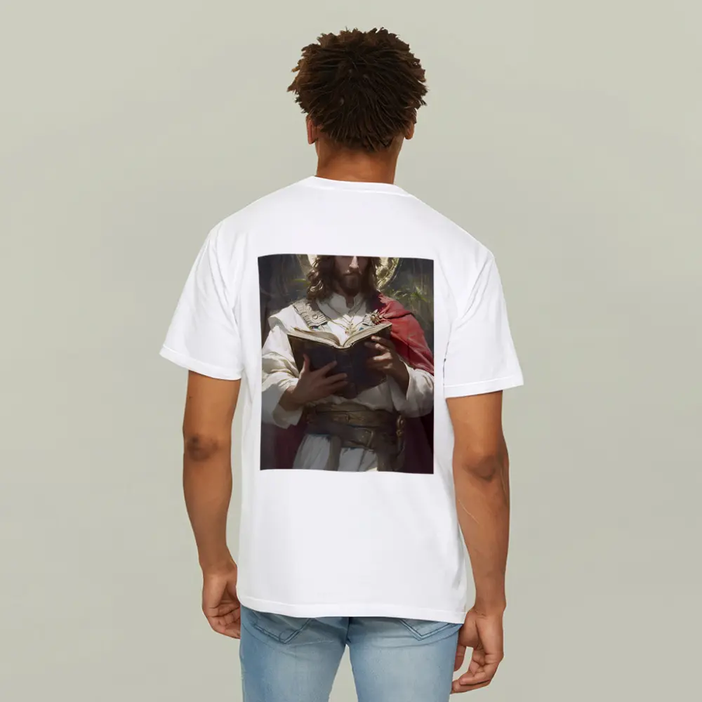 Jesus Christ Reading Holy Bible Painting Art – T-Shirts