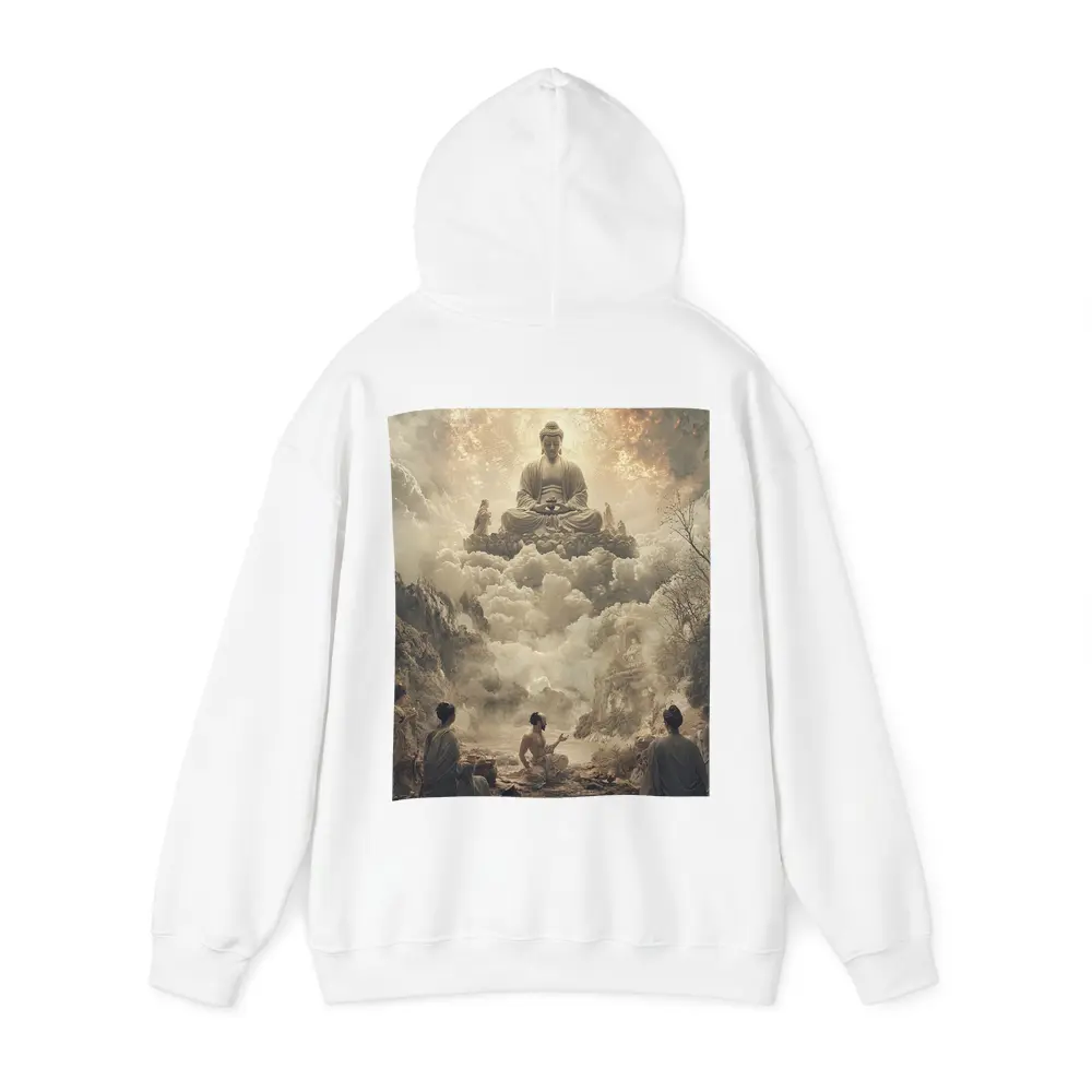 Buddha Floating Above Worshippers In Clouds – Hoodies
