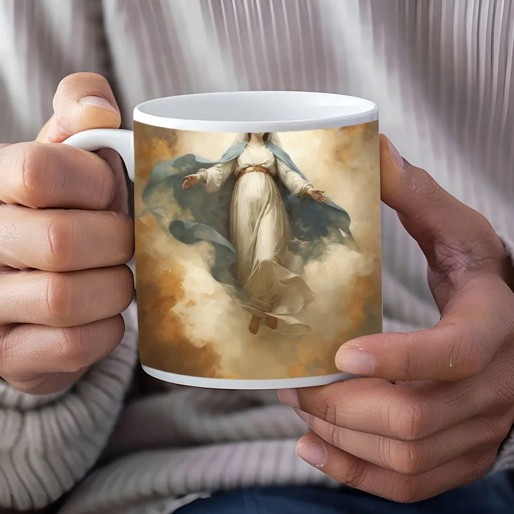 Virgin Mary Ascending Classical Oil Painting Art – Mugs