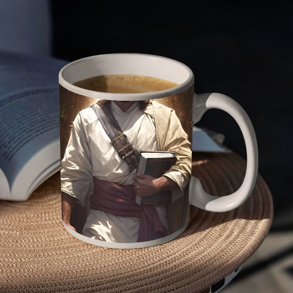 Jesus Christ Walking With Holy Bible Light – Mugs