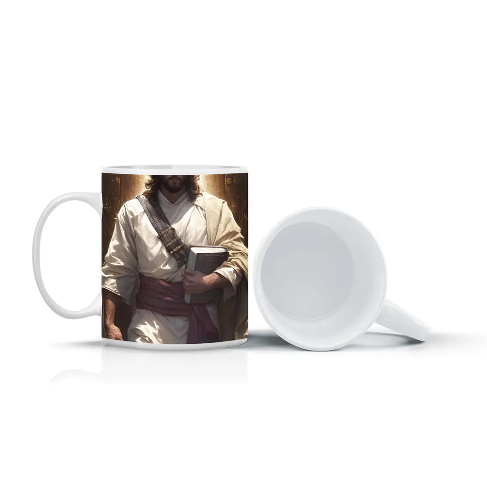 Jesus Christ Walking With Holy Bible Light – Mugs
