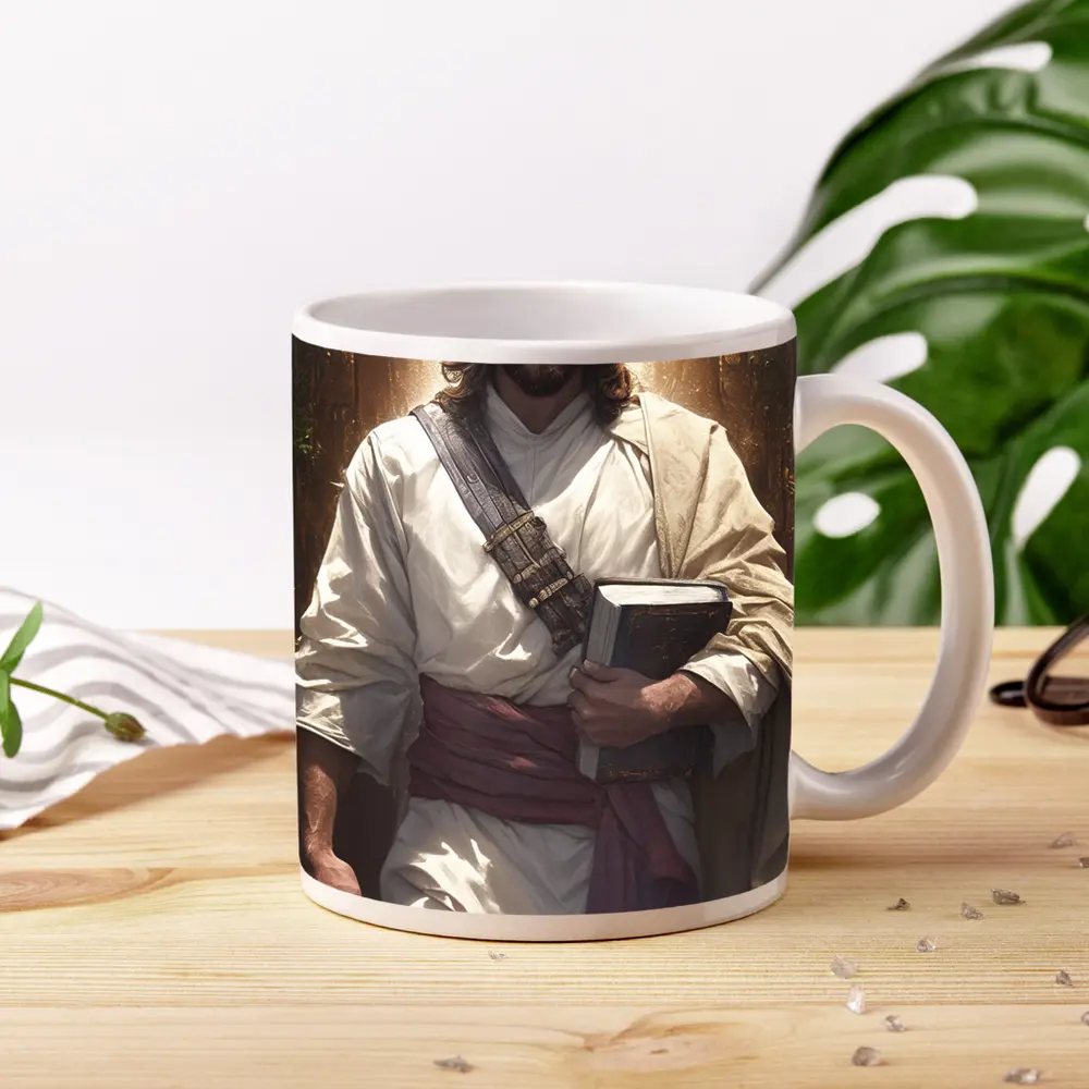Jesus Christ Walking With Holy Bible Light – Mugs