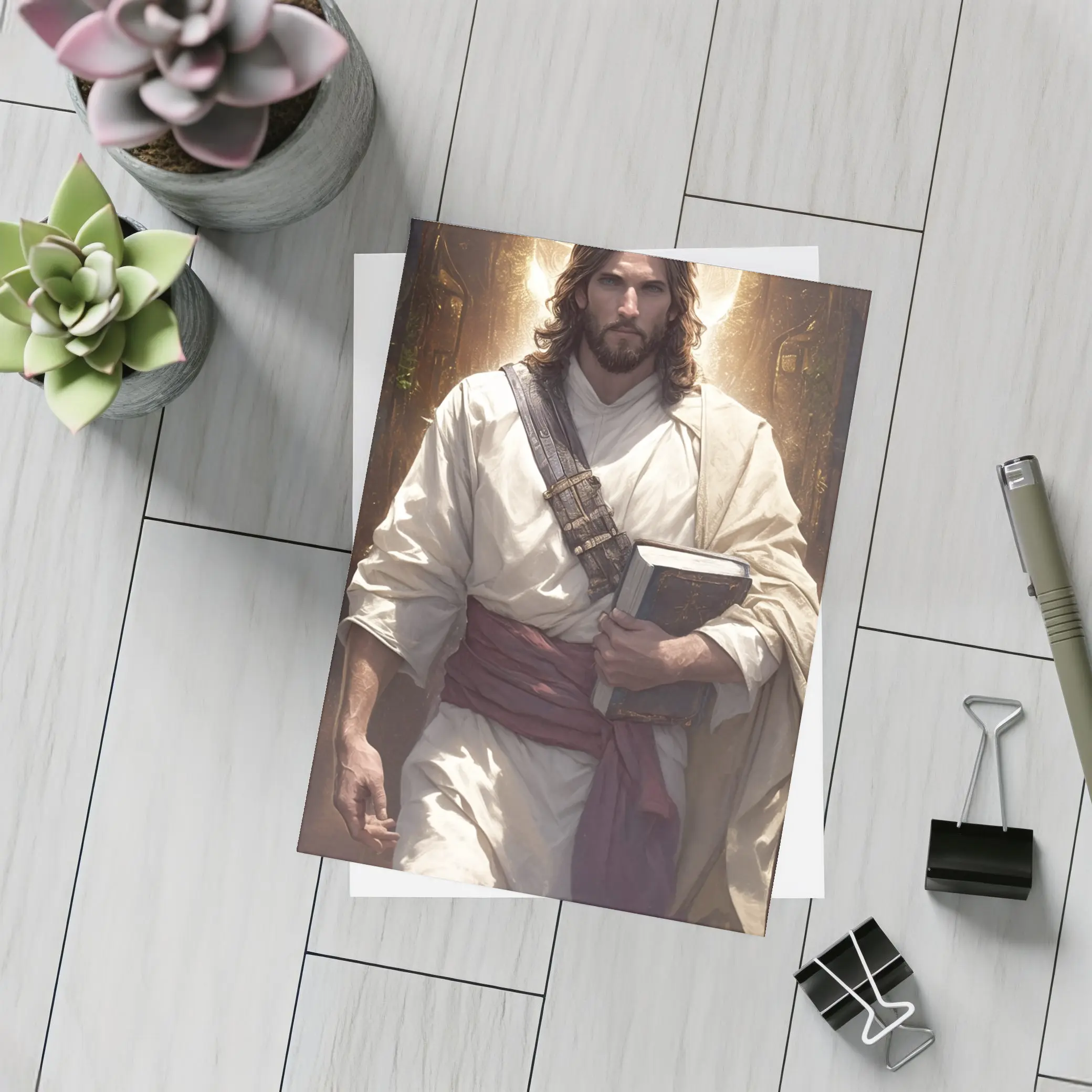 Jesus Christ Walking With Holy Bible Light – Postcards