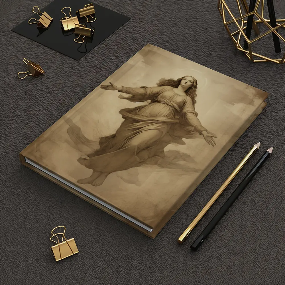 Virgin Mary Ascending Sepia Vintage Religious Art – Notebooks