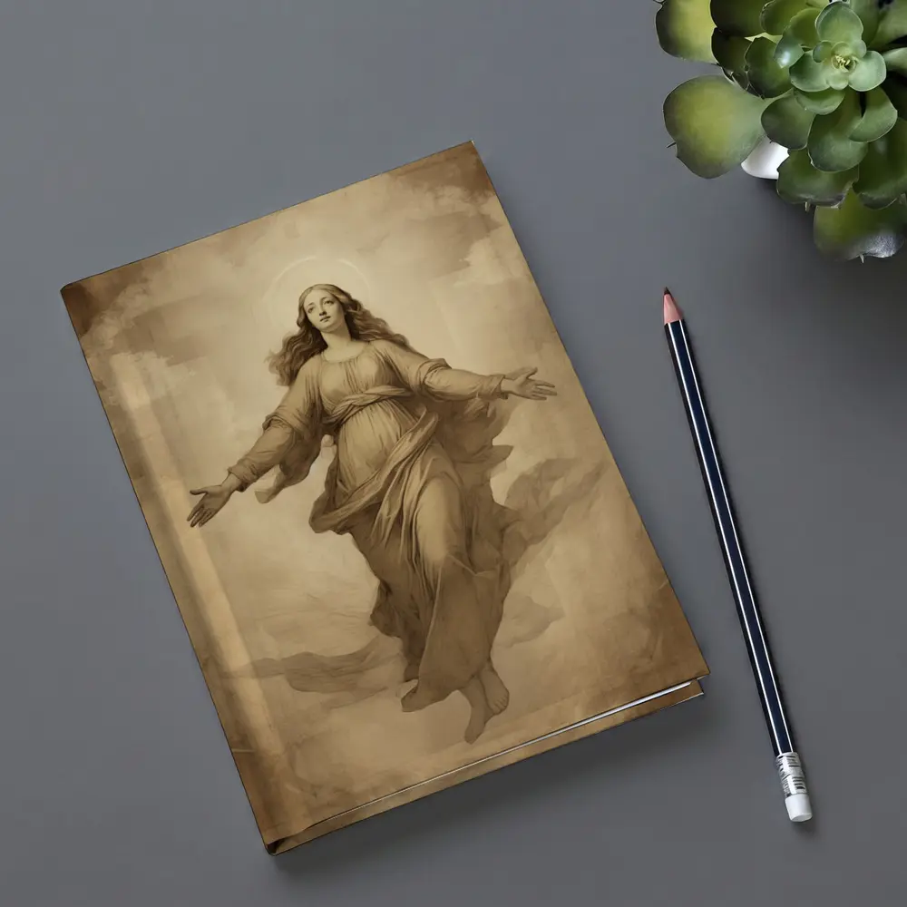 Virgin Mary Ascending Sepia Vintage Religious Art – Notebooks