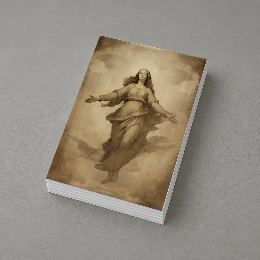 Virgin Mary Ascending Sepia Vintage Religious Art – Postcards