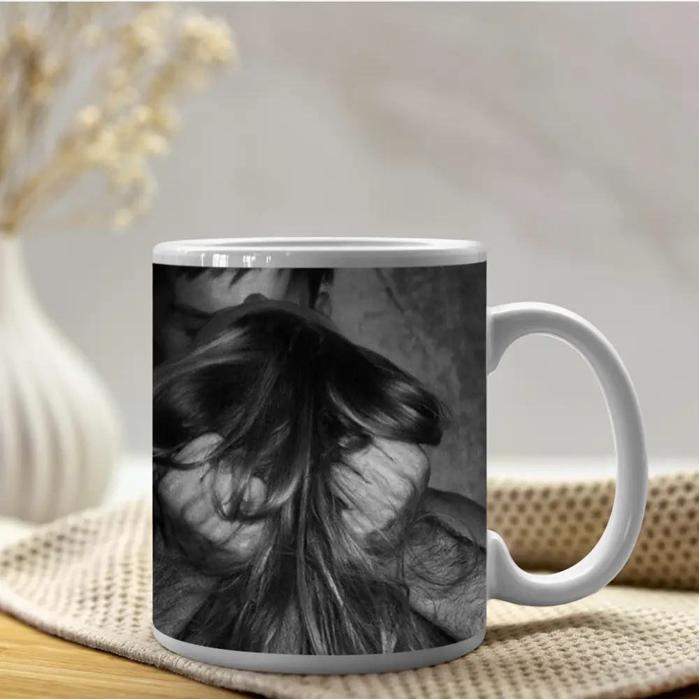 Black and White Intimate Couple Embrace Art – Mugs