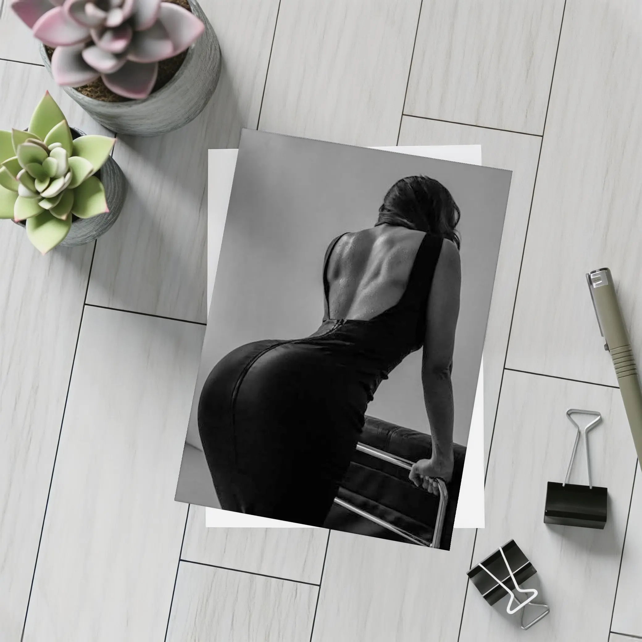 Black and White Woman Back Dress Art – Postcards