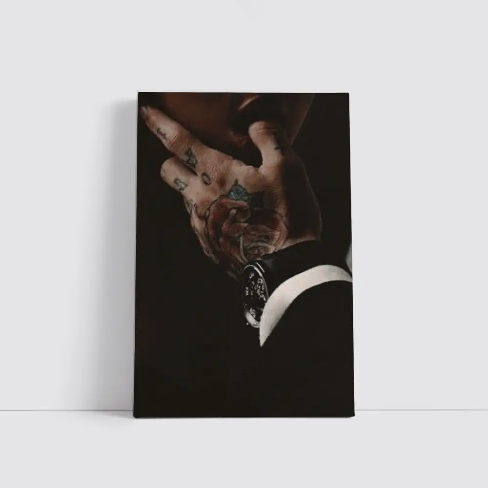 Tattooed Hand With Luxury Watch Dark Background – Wall Art