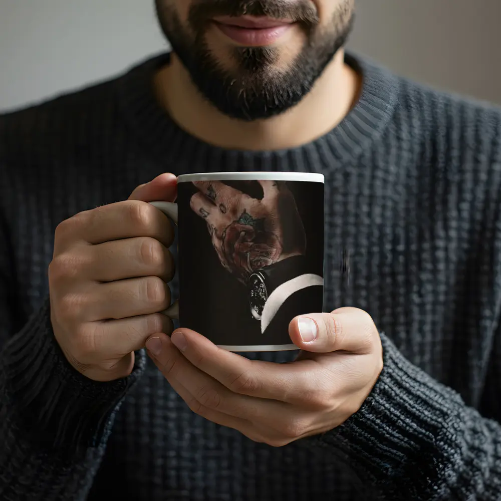 Tattooed Hand With Luxury Watch Dark Background – Mugs