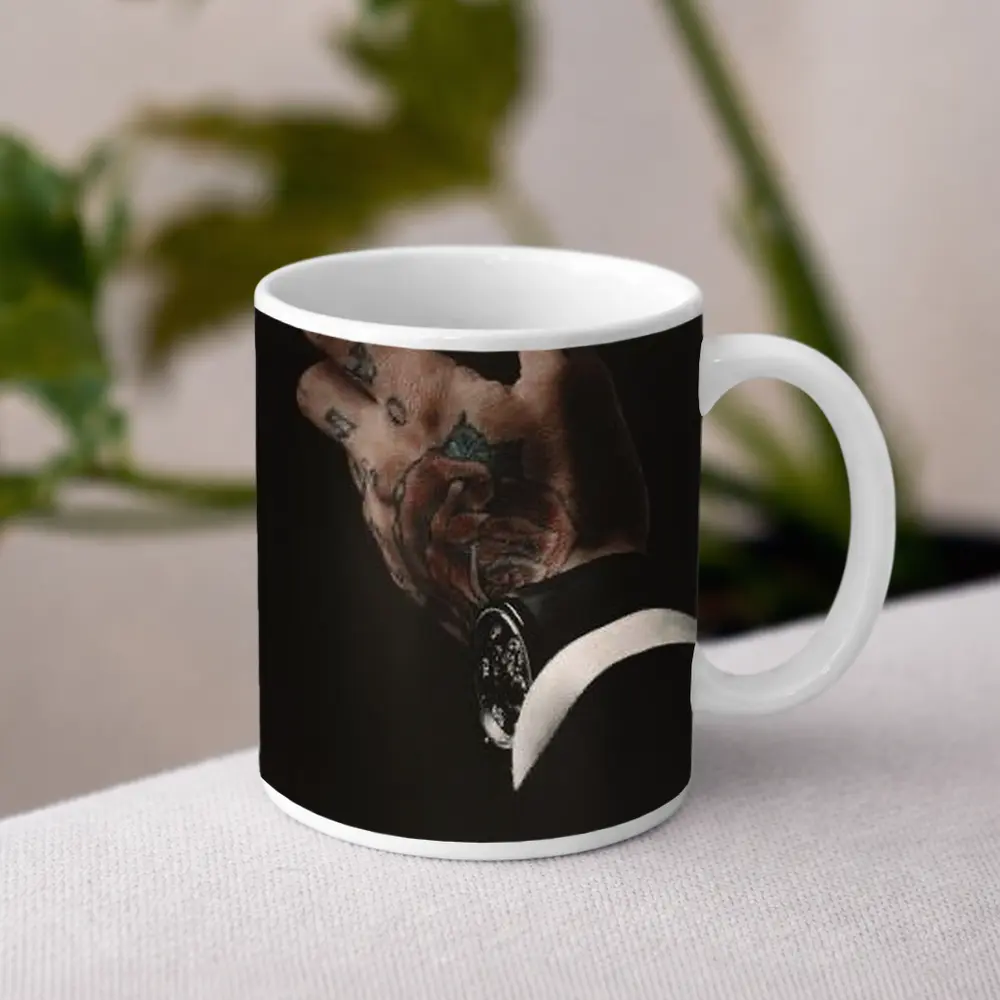 Tattooed Hand With Luxury Watch Dark Background – Mugs