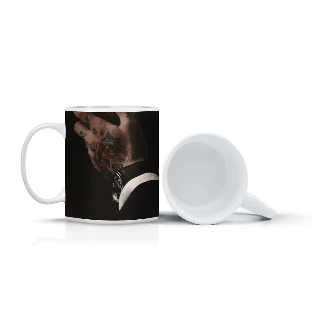 Tattooed Hand With Luxury Watch Dark Background – Mugs