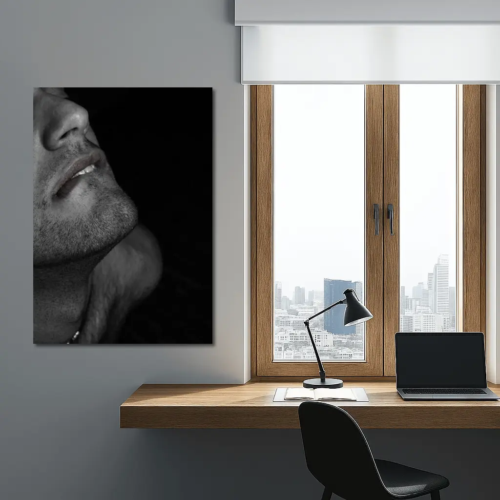 Black and White Male Portrait Dark Background – Wall Art