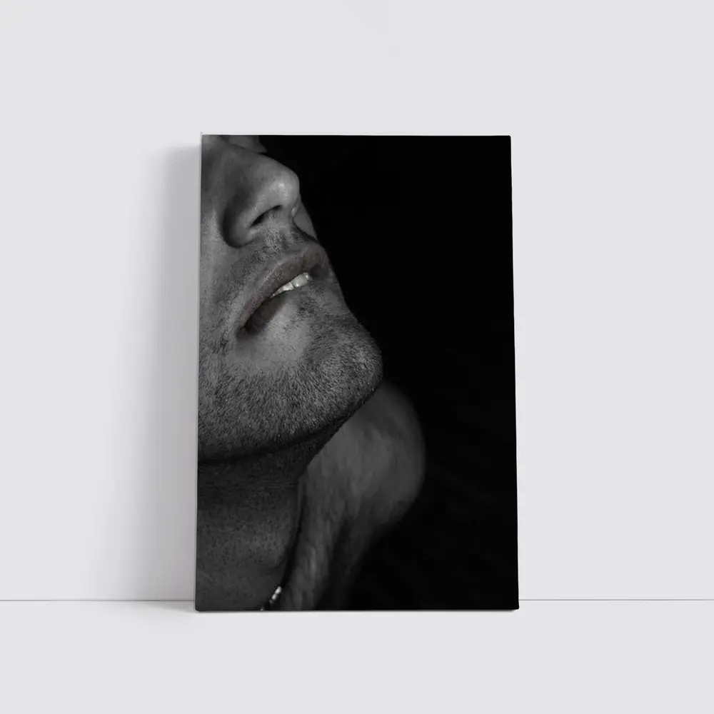 Black and White Male Portrait Dark Background – Wall Art
