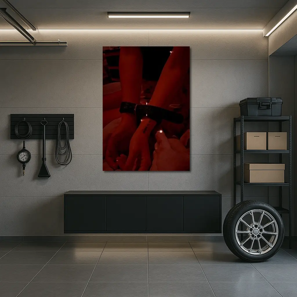 Leather Cuffs Wrists Red Moody Night – Wall Art