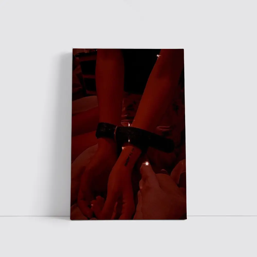 Leather Cuffs Wrists Red Moody Night – Wall Art