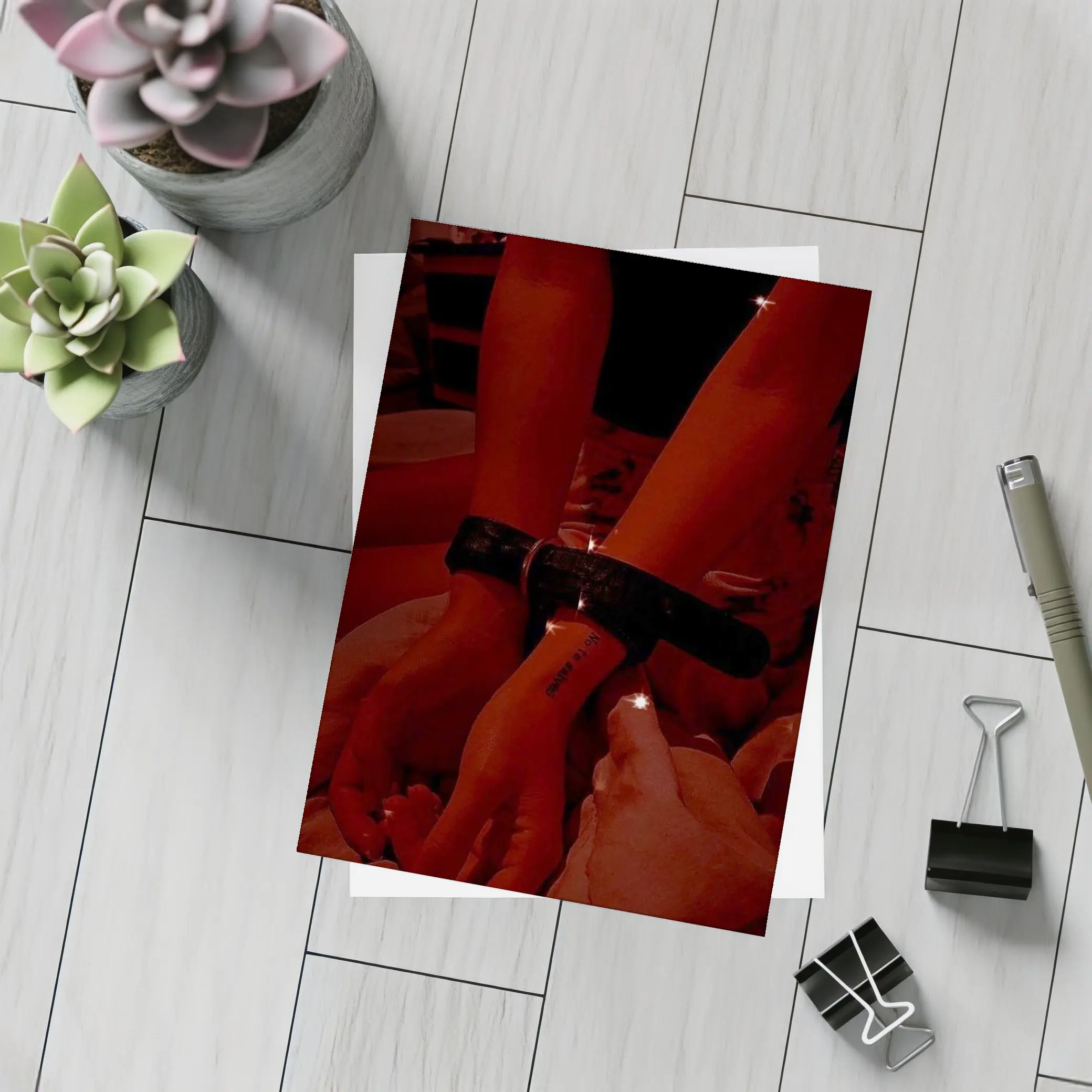 Leather Cuffs Wrists Red Moody Night – Postcards