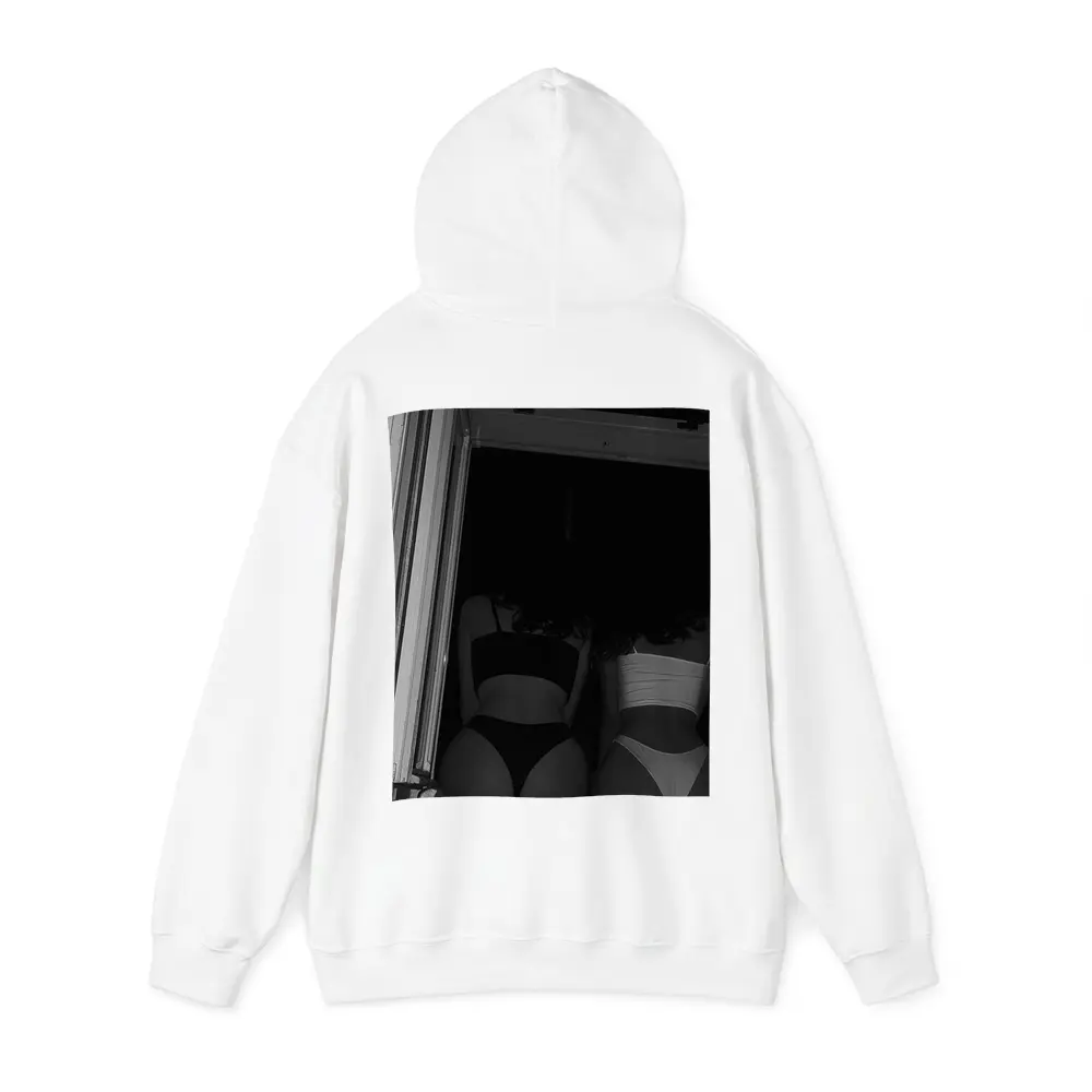 Two Women Black and White Doorway Photo – Hoodies