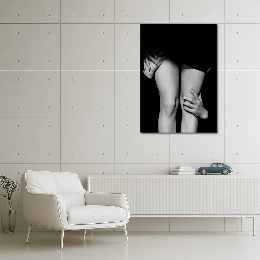 Black and White Couple Embrace Erotic Art – Wall Art