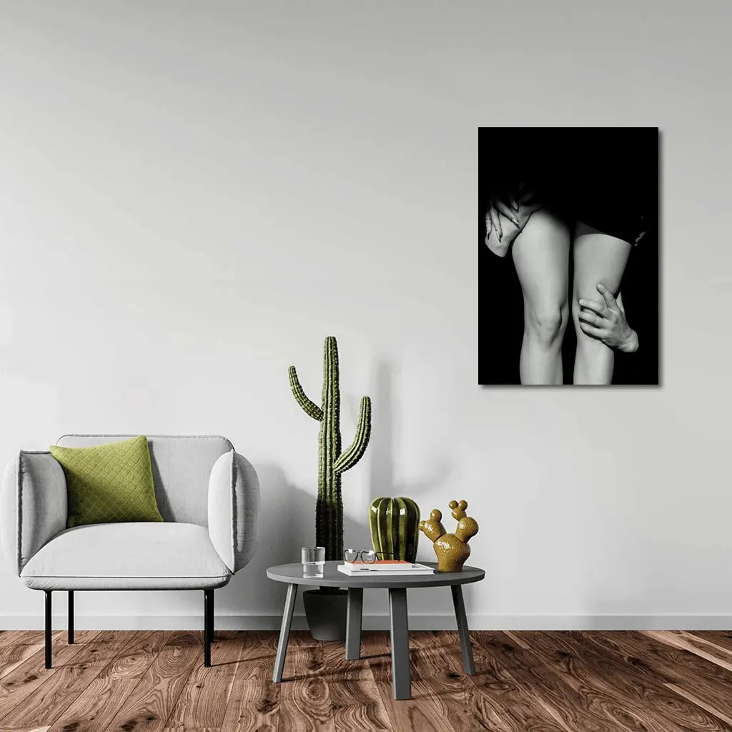 Black and White Couple Embrace Erotic Art – Wall Art