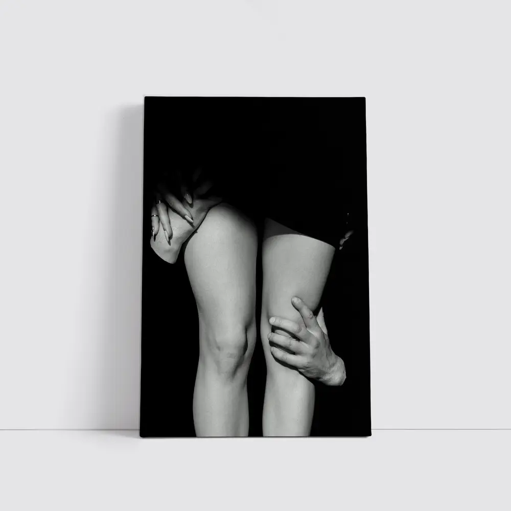 Black and White Couple Embrace Erotic Art – Wall Art