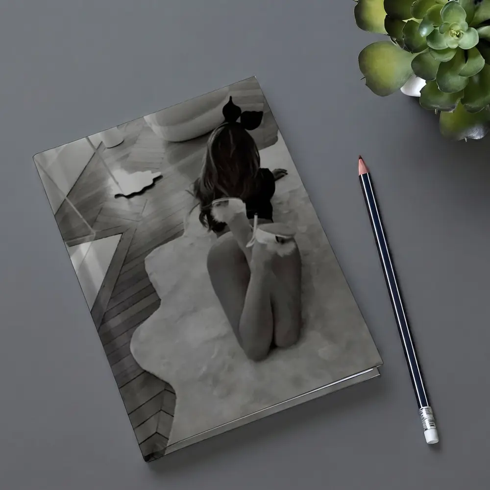 Bunny Girl Kneeling Luxury Bathroom Interior – Notebooks