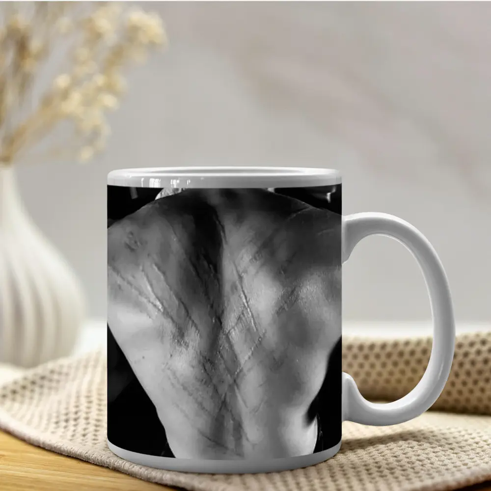 Scarred Male Back Black White Photography – Mugs