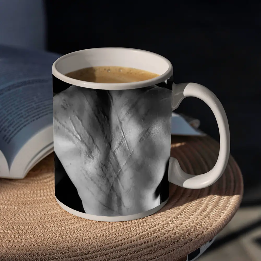 Scarred Male Back Black White Photography – Mugs