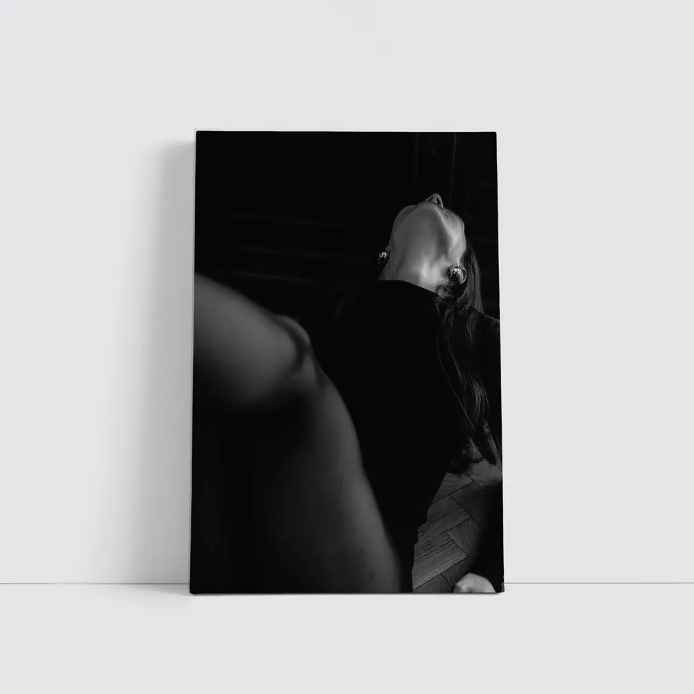 Black and White Woman Figure Dark Interior – Wall Art