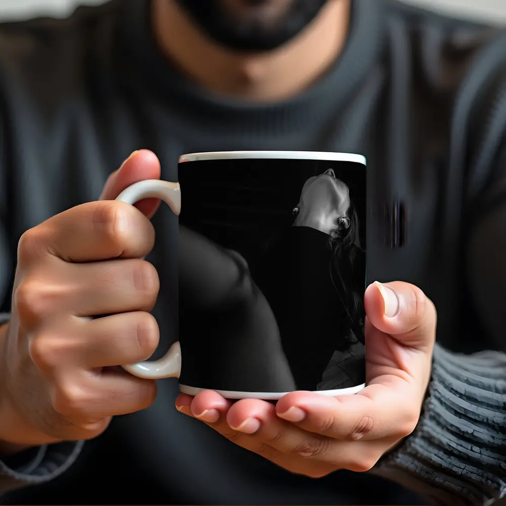 Black and White Woman Figure Dark Interior – Mugs