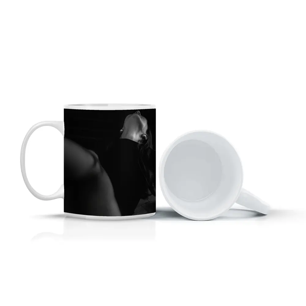Black and White Woman Figure Dark Interior – Mugs
