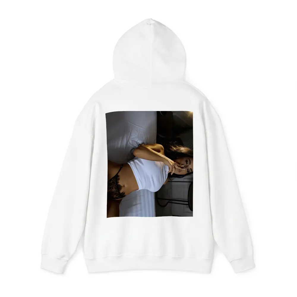 Sensual Woman Reclining On White Bed – Hoodies