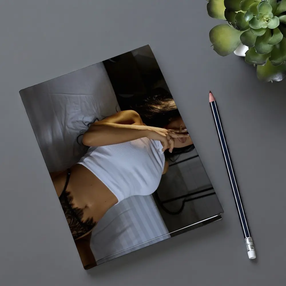 Sensual Woman Reclining On White Bed – Notebooks