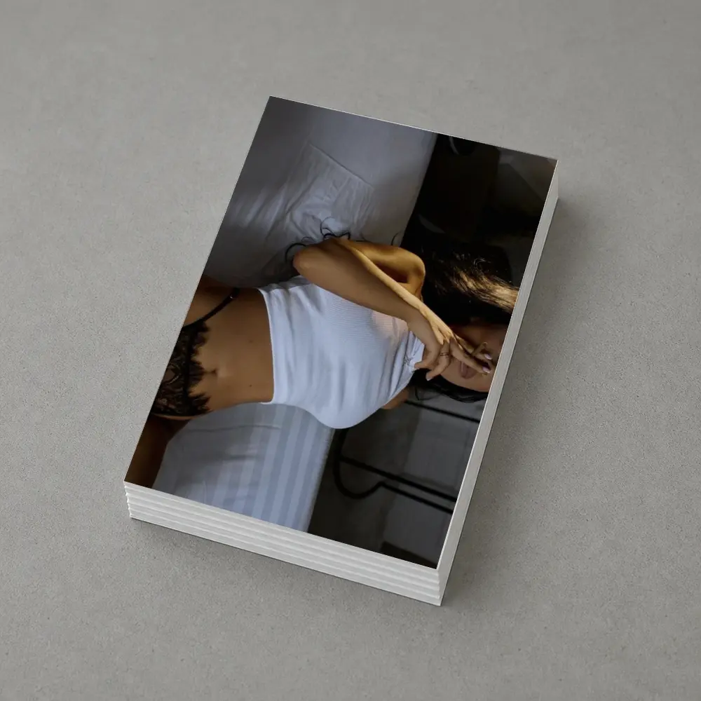 Sensual Woman Reclining On White Bed – Postcards