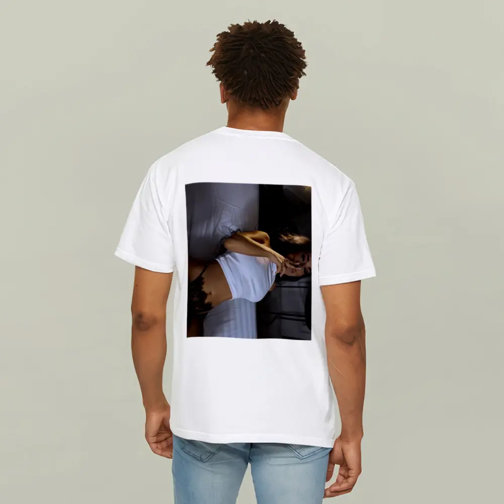 Sensual Woman Reclining On White Bed – T-Shirts