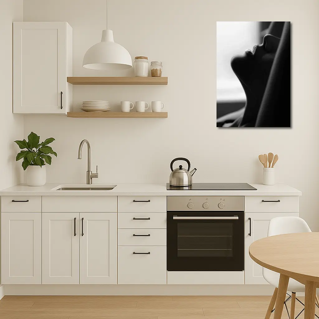 Black and White Female Profile Silhouette Art – Wall Art