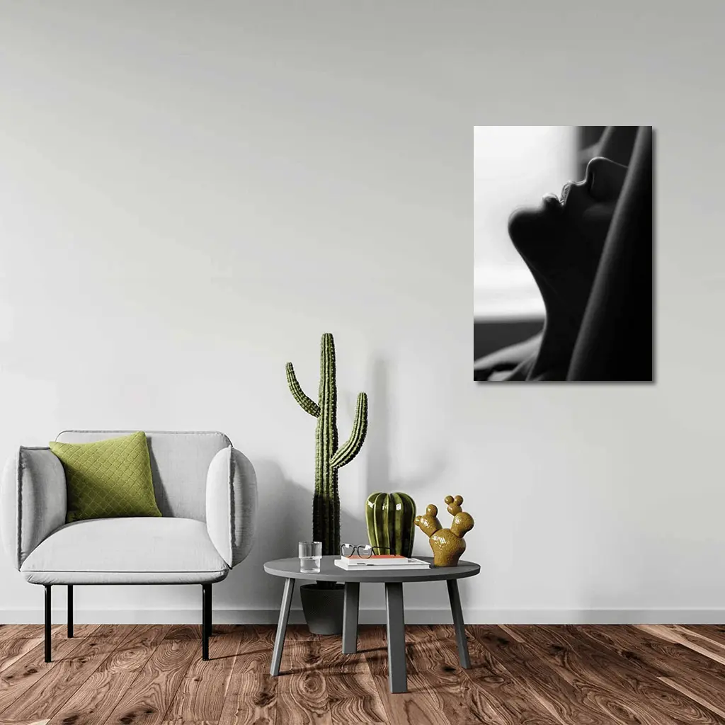 Black and White Female Profile Silhouette Art – Wall Art