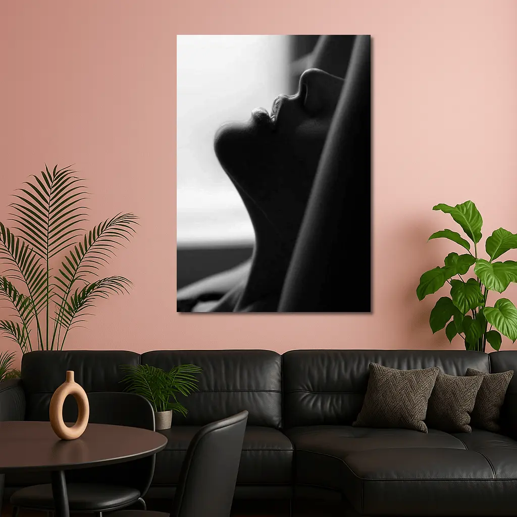 Black and White Female Profile Silhouette Art – Wall Art