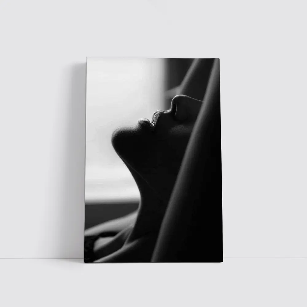 Black and White Female Profile Silhouette Art – Wall Art