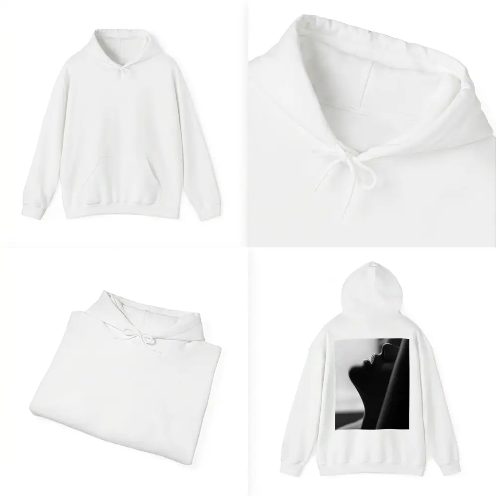 Black and White Female Profile Silhouette Art – Hoodies